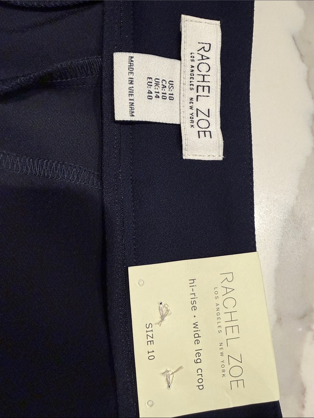 Rachel Zoe-Wide-Leg Navy Dress Pants. Waist 17”. Rise 12”. Inseam 24” - Picture 7 of 7
